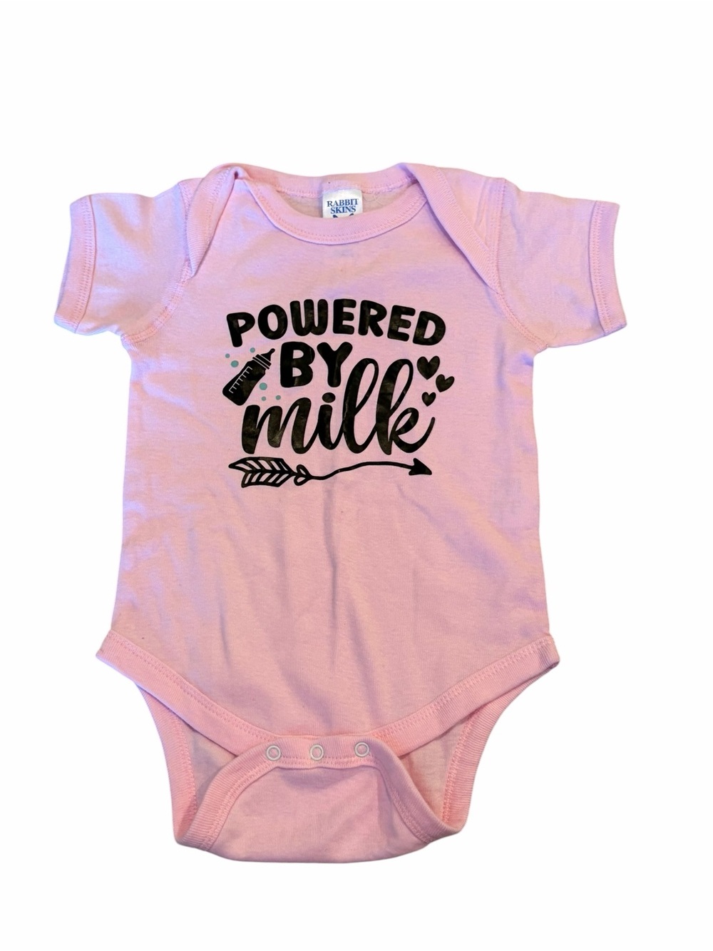 Rabbit Skins Pink Baby Bodysuit - "Powered by Milk"